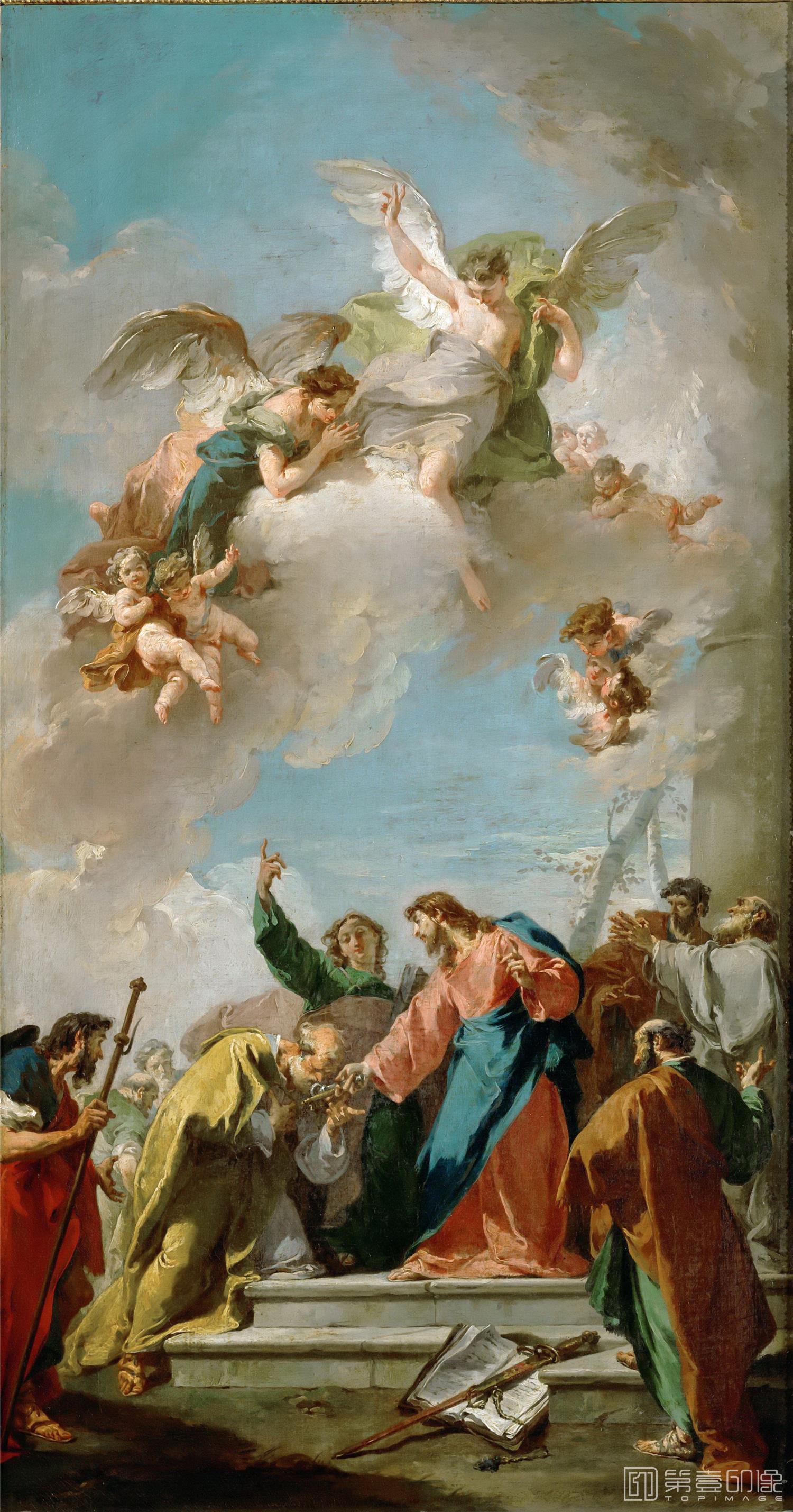 油画-卢浮宫-Giovanni Battista (1687-1767)- Christ Handing the Keys-0764